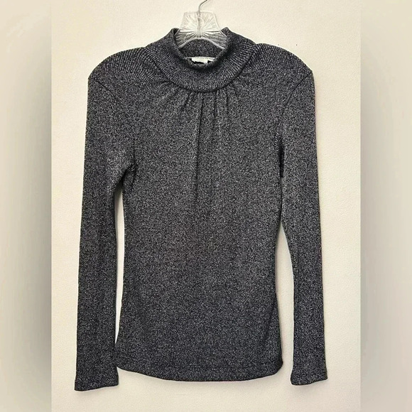 Golden Goose Venezia Pullover blouse Shimmery Blue Turtleneck Sz S Party - Picture 2 of 16